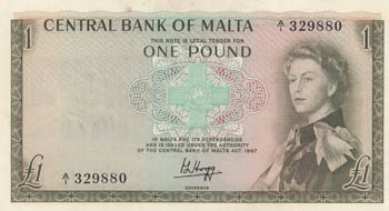 Malta, 1 Pound, 1967, AUNC, p29a