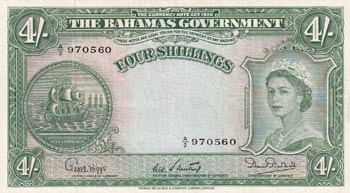 Bahamas, 4 Shillings, 1953, AUNC, ... 