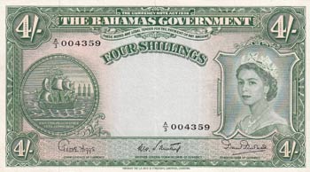 Bahamas, 4 Shillings, 1953, XF(+), ... 