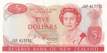 New Zealand, 5 Dollars, 1985/1989, ... 