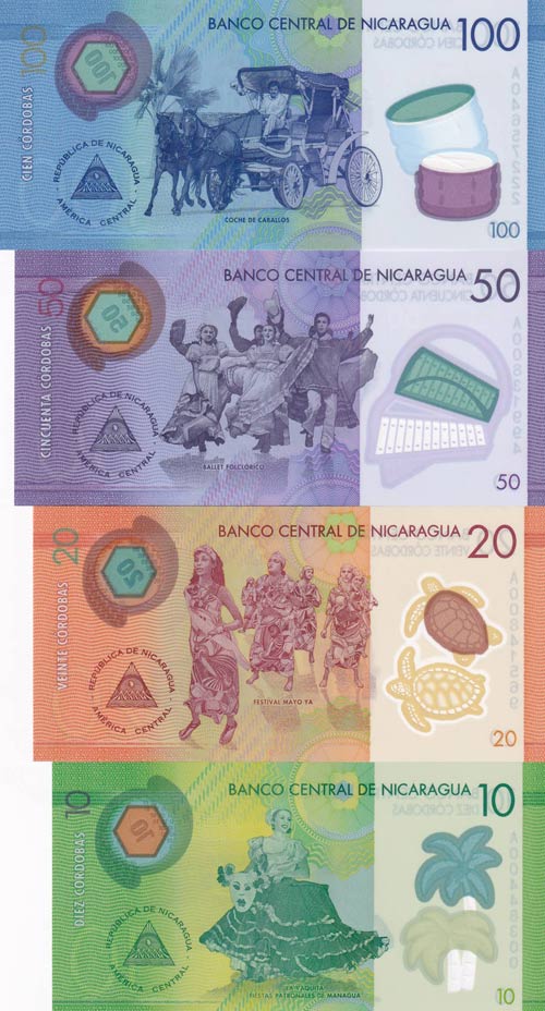 Nicaragua, 10-20-50-100 Cordobas, ... 