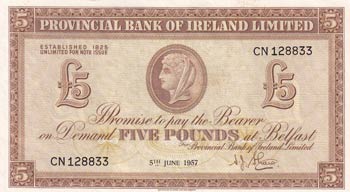 Northern Ireland, 5 Pounds, 1957, ... 
