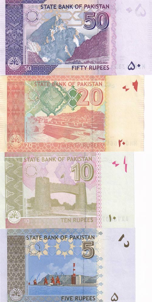 Pakistan, 5-10-20-50 Rupees, UNC, ... 