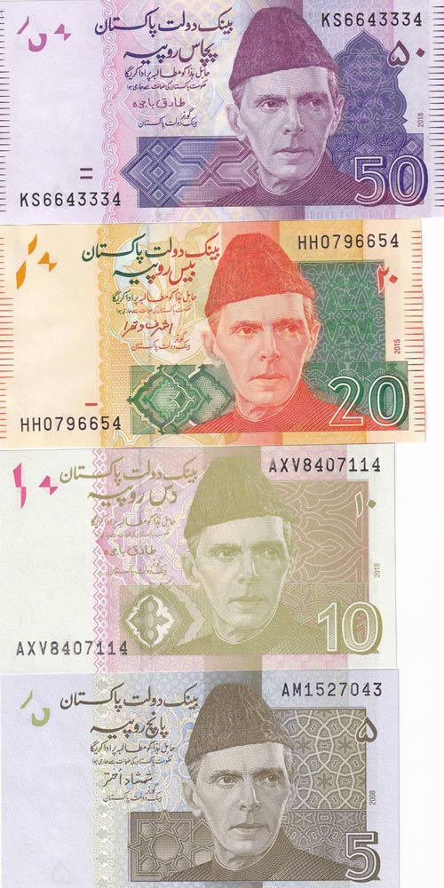 Pakistan, 5-10-20-50 Rupees, UNC, ... 