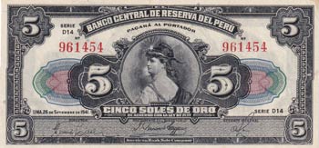 Peru, 5 Soles de Oro, 1941, XF, ... 