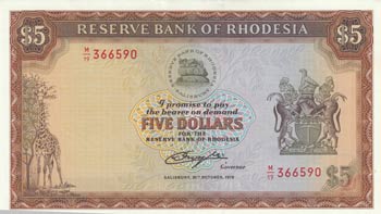 Rhodesia, 5 Dollars, 1978, UNC, p36