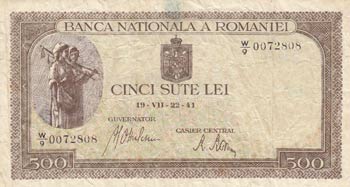 Romania, 500 Lei, 1941, VF, p51a