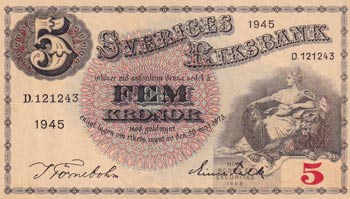 Sweden, 5 Kronor, 1945, UNC, p33ab