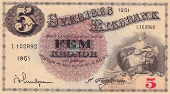 Sweden, 5 Kronor, 1951, UNC, p33ah
