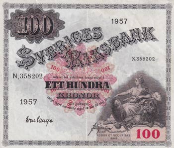 Sweden, 100 Kronor, 1957, VF(+), ... 