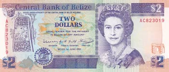 Belize, 2 Dollars, 1991, UNC, p52b