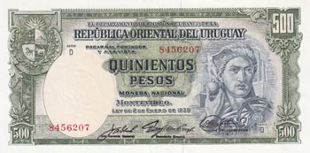 Uruguay, 500 Pesos, 1939, AUNC(-), ... 