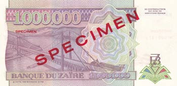 Zaire, 1.000.000 Zaires, 1993, ... 