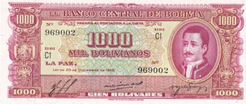 Bolivia, 1.000 Bolívianos, 1945, ... 