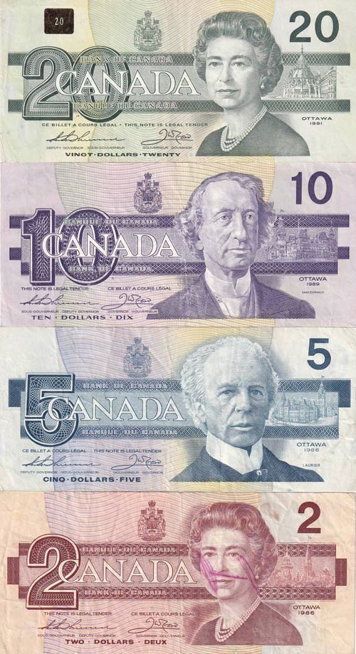 Canada, 2-5-10-20 Dollars, ... 