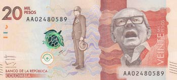 Colombia, 20.000 Pesos, 2015, UNC, ... 