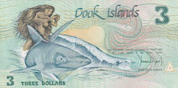 Cook Islands, 3 Dollars, 1992, ... 
