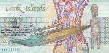 Cook Islands, 3 Dollars, 1992, ... 
