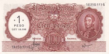 Argentina, 1 Peso on 100 Pesos, ... 