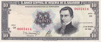 El Salvador, 10 Colones, 1988, ... 