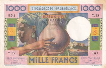 French Somaliland, 1.000 Francs, ... 