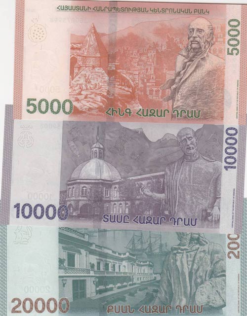 Armenia, 5.000-10.000-20.000 Dram, ... 