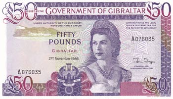 Gibraltar, 50 Pounds, 1986, UNC, ... 