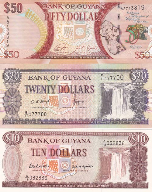 Guyana, 10-20-50 Dollars, UNC, ... 