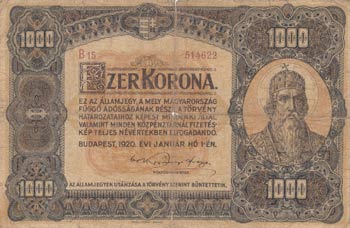 Hungary, 1.000 Korona, 1920, POOR, ... 