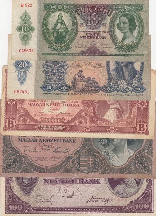 Hungary, VF, (Total 5 banknotes)