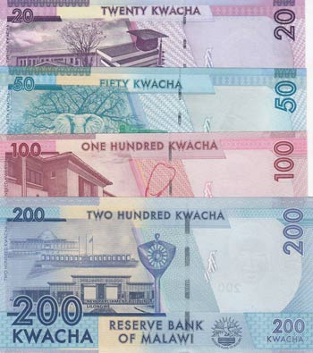Malawi, 20-50-100-200 Kwacha, ... 