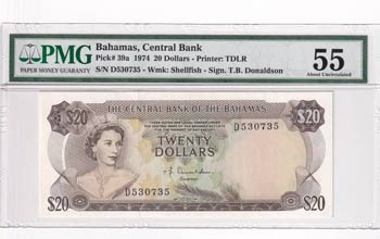 Bahamas, 20 Dollars, 1974, AUNC, ... 