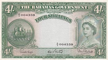 Bahamas, 4 Shillings, 1953, XF(+), ... 