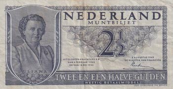 Netherlands, 2 1/2 Gulden, 1949, ... 