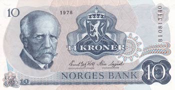 Norway, 10 Kroner, 1978, UNC, p36c ... 