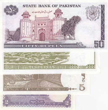 Pakistan, 2-5-10-50 Rupees, ... 
