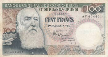 Belgian Congo, 100 Francs, 1959, ... 