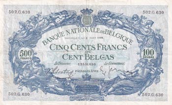 Belgium, 500 Francs, 1938, VF, ... 