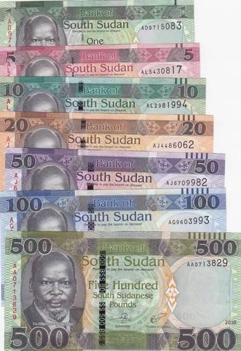 South Sudan, 1-5-10-20-50-100-500 ... 