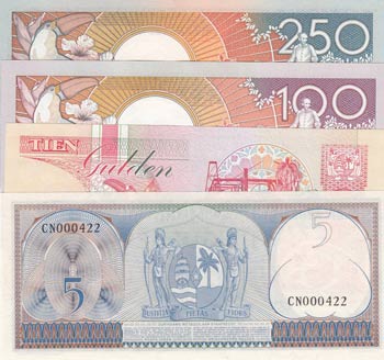Suriname, 5-10-100-250 Gulden, ... 