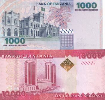 Tanzania, 1.000-10.000 Shilligs, ... 