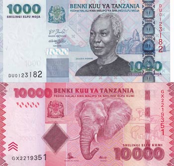 Tanzania, 1.000-10.000 Shilligs, ... 