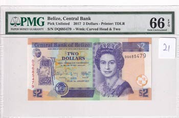 Belize, 2 Dollars, 2017, UNC, p66f ... 