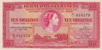 Bermuda, 10 Shillings, 1957, ... 