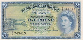 Bermuda, 1 Pound, 1957, XF, p20b ... 