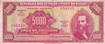 Brazil, 5.000 Cruzeiros, 1964, XF, ... 