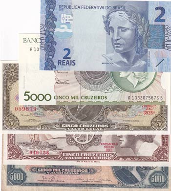 Brazil, (Total 5 banknotes) 2 ... 
