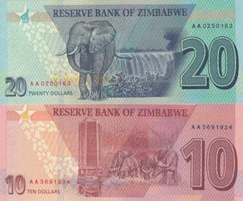 Zimbabwe, 10-20 Dollars, 2020, ... 