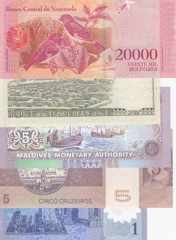 Mix Lot, (Total 5 banknotes) ... 