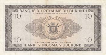 Burundi, 10 Francs, 1965, VF(+), ... 